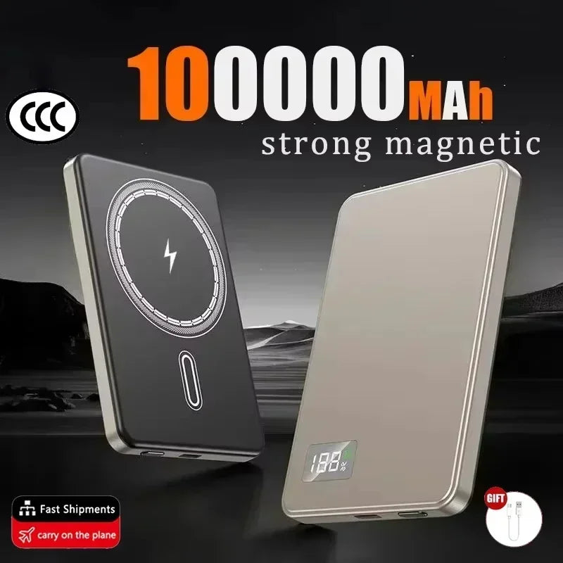 Magnetic Portable Charger 50000mAh - Fast Charging PD Power Bank Golden 100000mAh Tidesmit