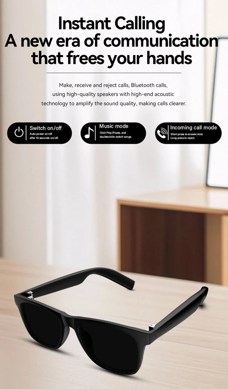AI Smart Glasses with 4K Camera & Bluetooth Audio - Black by Tidesmit Tidesmit