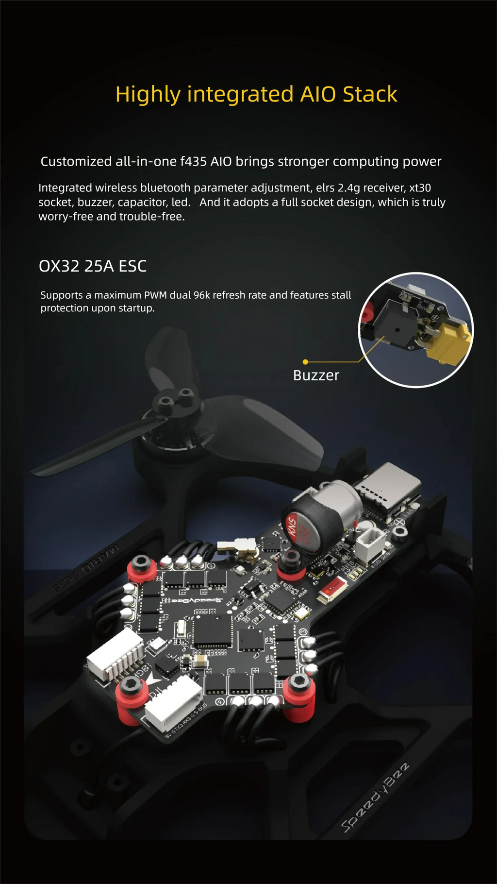 SpeedyBee Mario Mini25 FPV Drone Kit - ELRS 2.4G Freestyle Racing Frame Tidesmit