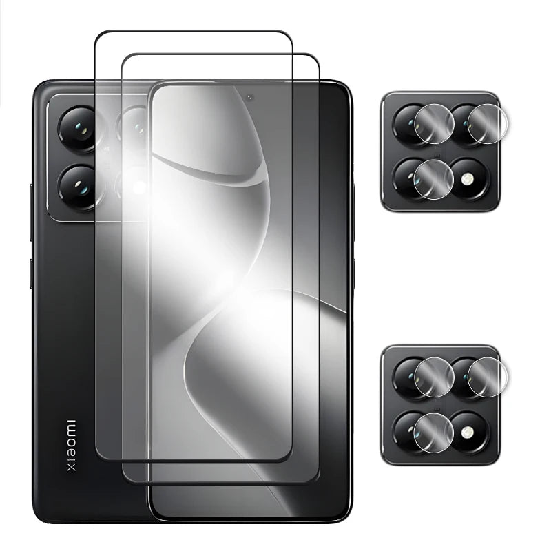 6in1 For Xiaomi 14T Pro Glass For Xiaomi 14T 15T Pro Tempered Glass Full Cover Screen Protector For Xiaomi 14T 15T Lens Film AE 2 Glass and 2 Lens Tidesmit