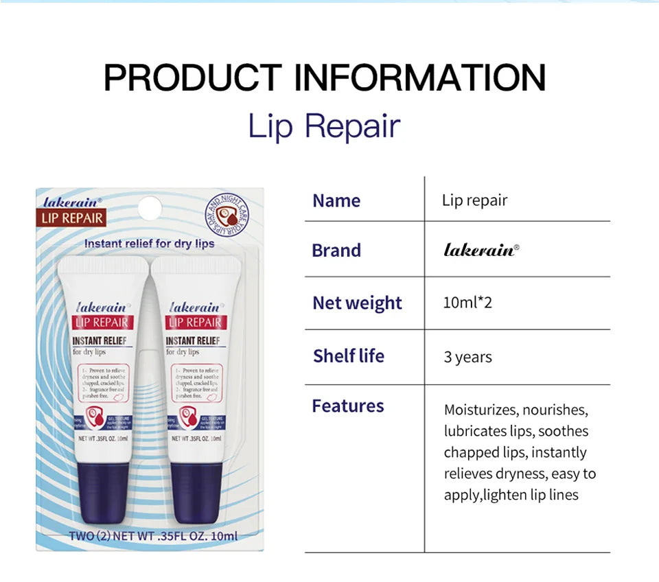 Lip Repair Gel: Instant Moisturizing Balm for Dry Lips - 2 Pack Lip Care Tidesmit
