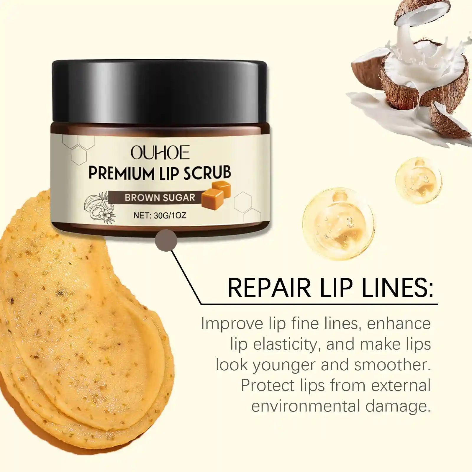 Brown Sugar Lip Scrub - Gentle Exfoliating Lip Treatment (30g) Lip Care Tidesmit