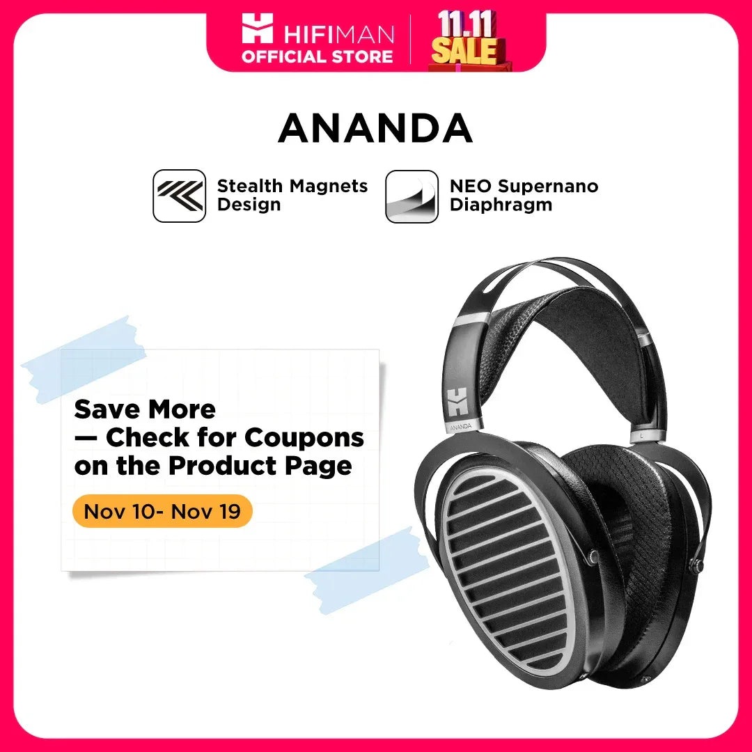 Hifiman Ananda Open-Back Planar Magnetic Headphones | Tidesmit black Tidesmit