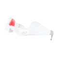 White electric eye massager glasses with red light therapy for eye fatigue relief and home spa massage.