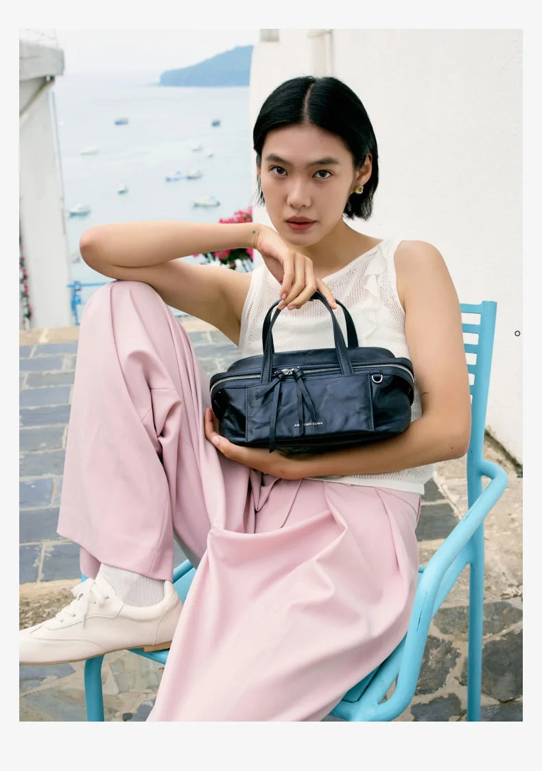 Amazing Song Original Design Cheese Roll Pillow Bag Small Top Grain Leather 2026 New Fashionable Women's bags