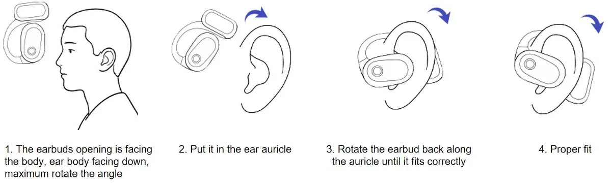 Tidesmit Open-Ear Wireless Sports Earbuds - Bluetooth Black/White Tidesmit