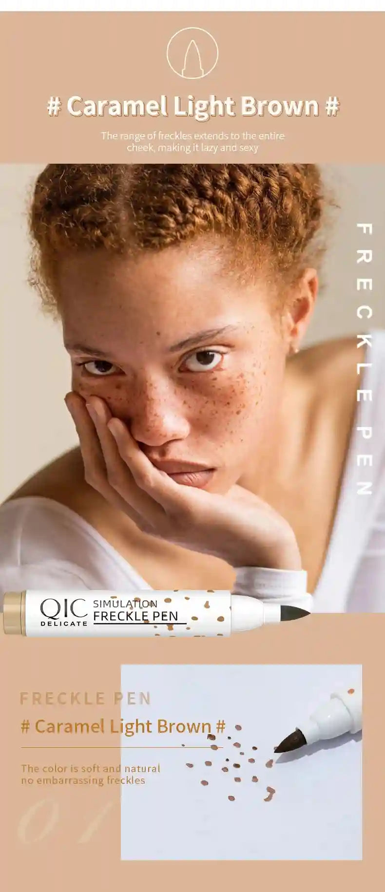 Tidesmit waterproof fake freckles pen for natural dotted face makeup look 15th detail view