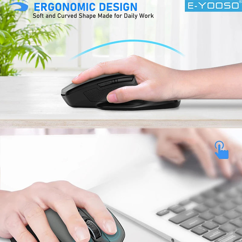 E-YOOSO 2.4G Wireless Mouse Portable Ergonomic Mouse Supports Power-saving Mode and Low Battery Reminder ,for Computer PC Laptop