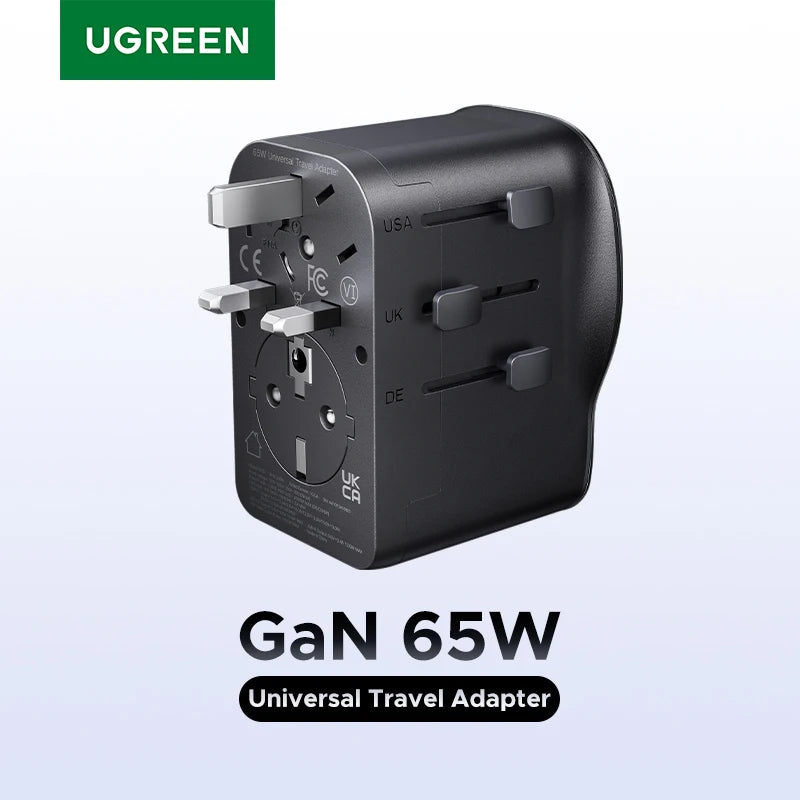 65W Universal Travel Adapter | USB-C Fast Charger with Multi-Plug Tidesmit