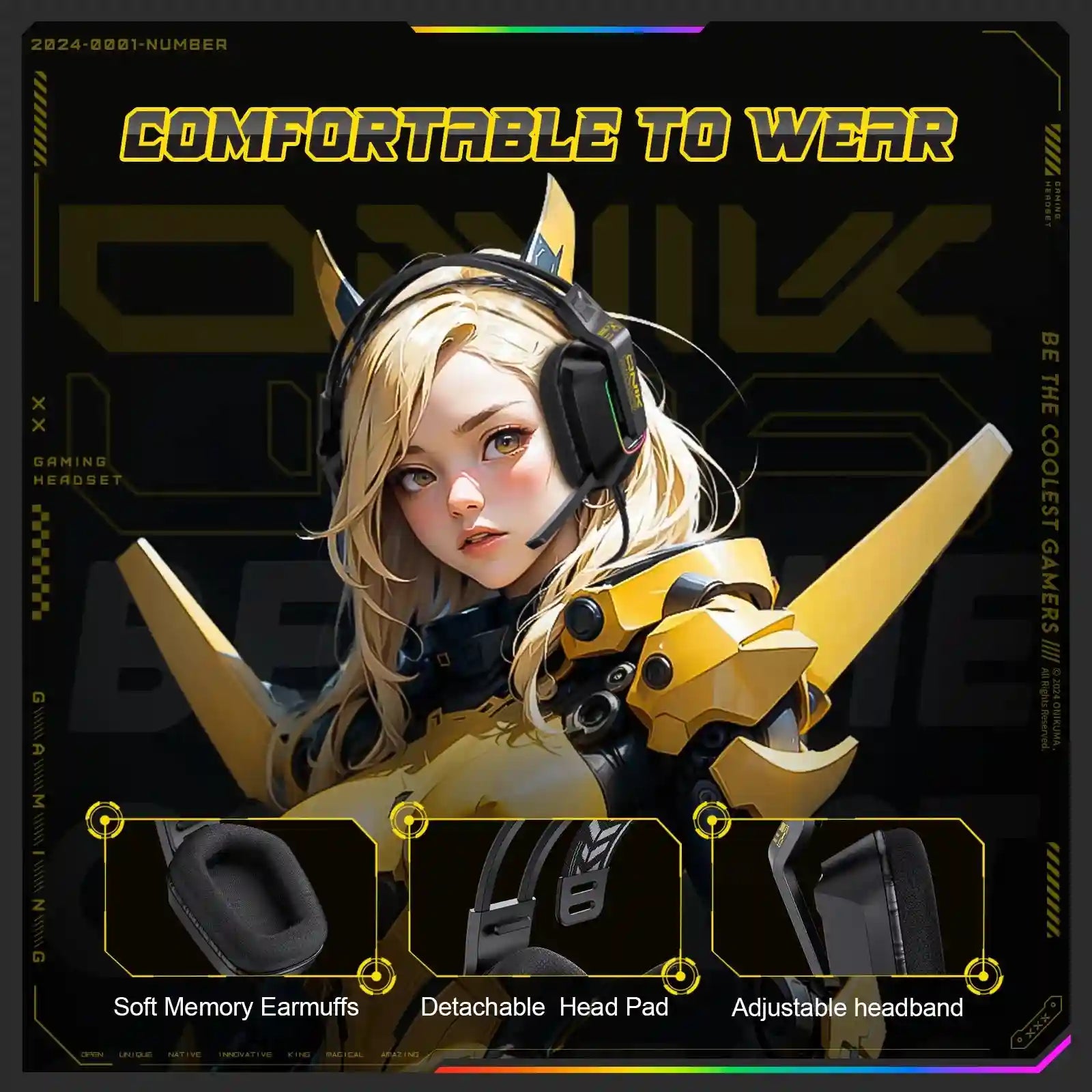 Wired Gaming Headset Over-Ear with RGB - Lightweight Pro Audio Tidesmit