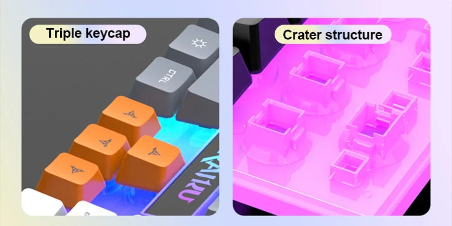 Single Keyboard and Keyboard Mouse RAIKU T26 Three Tone Luminous Keyboard Mouse Wired Mechanical Touch Gaming Mouse Keyboard Set