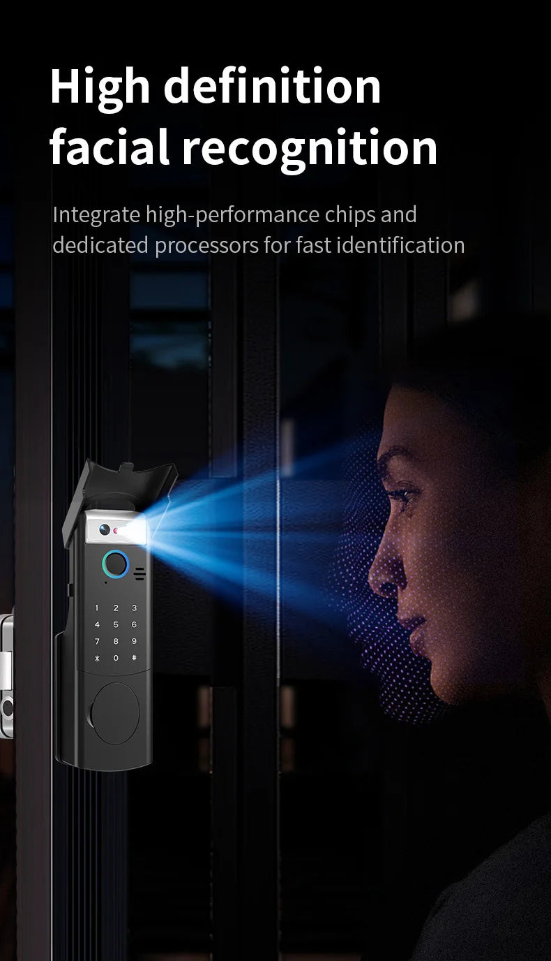 Tuya Smart Outdoor Waterproof Door Lock with Face Recognition Video Intercom RFID Card Password Electronic Lock for Iron Door