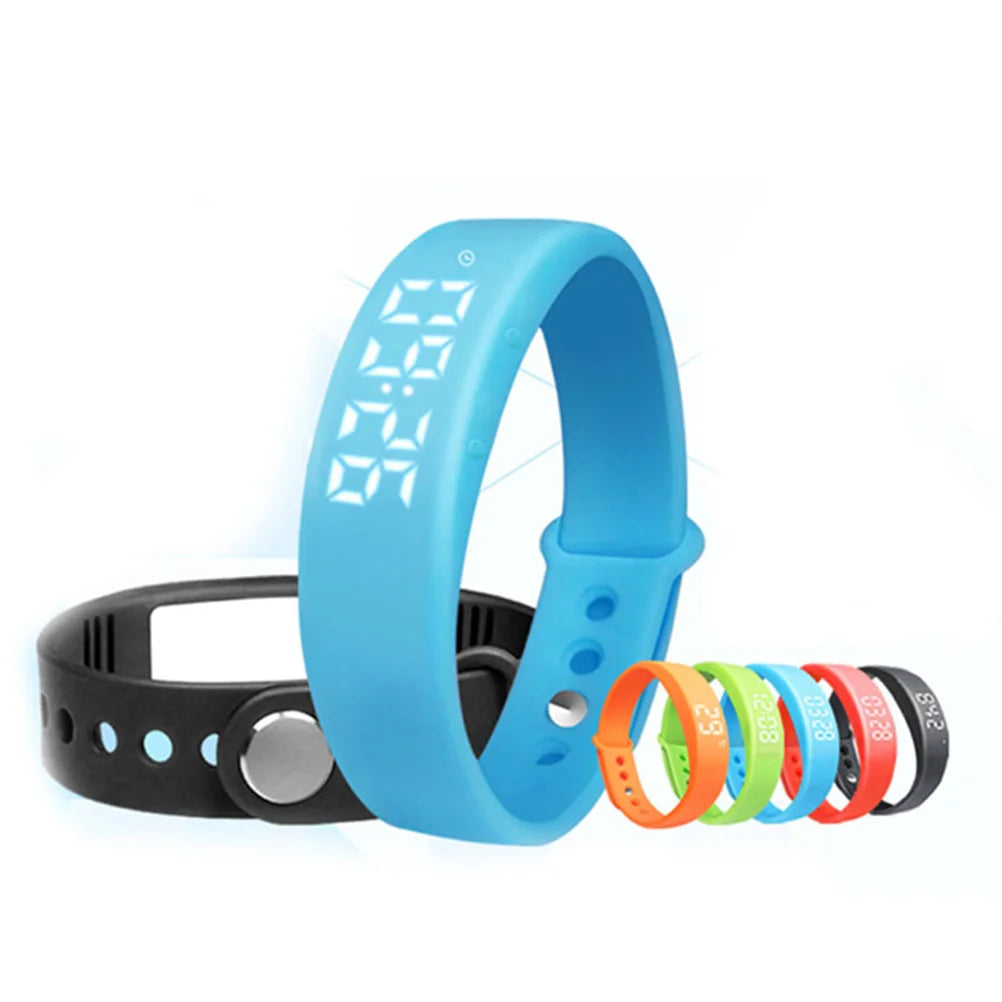 Blue Silica Gel LED Display USB 2.0 Multifunction Smart Wristband Sleep Monitor Pedometer Thermometer Vibration Alarm Fitness