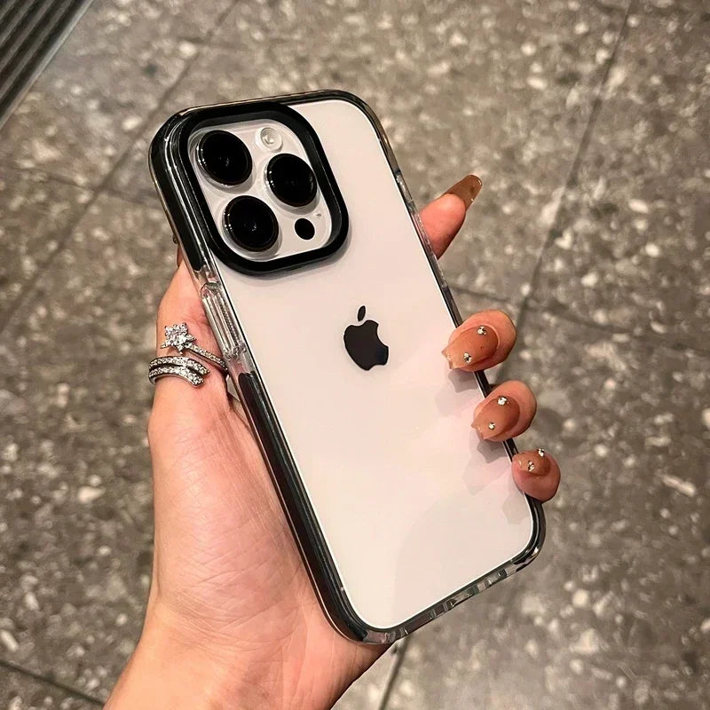 Shockproof iPhone Case with Airbag Bumper - Clear Slim Fit Protection Black Tidesmit