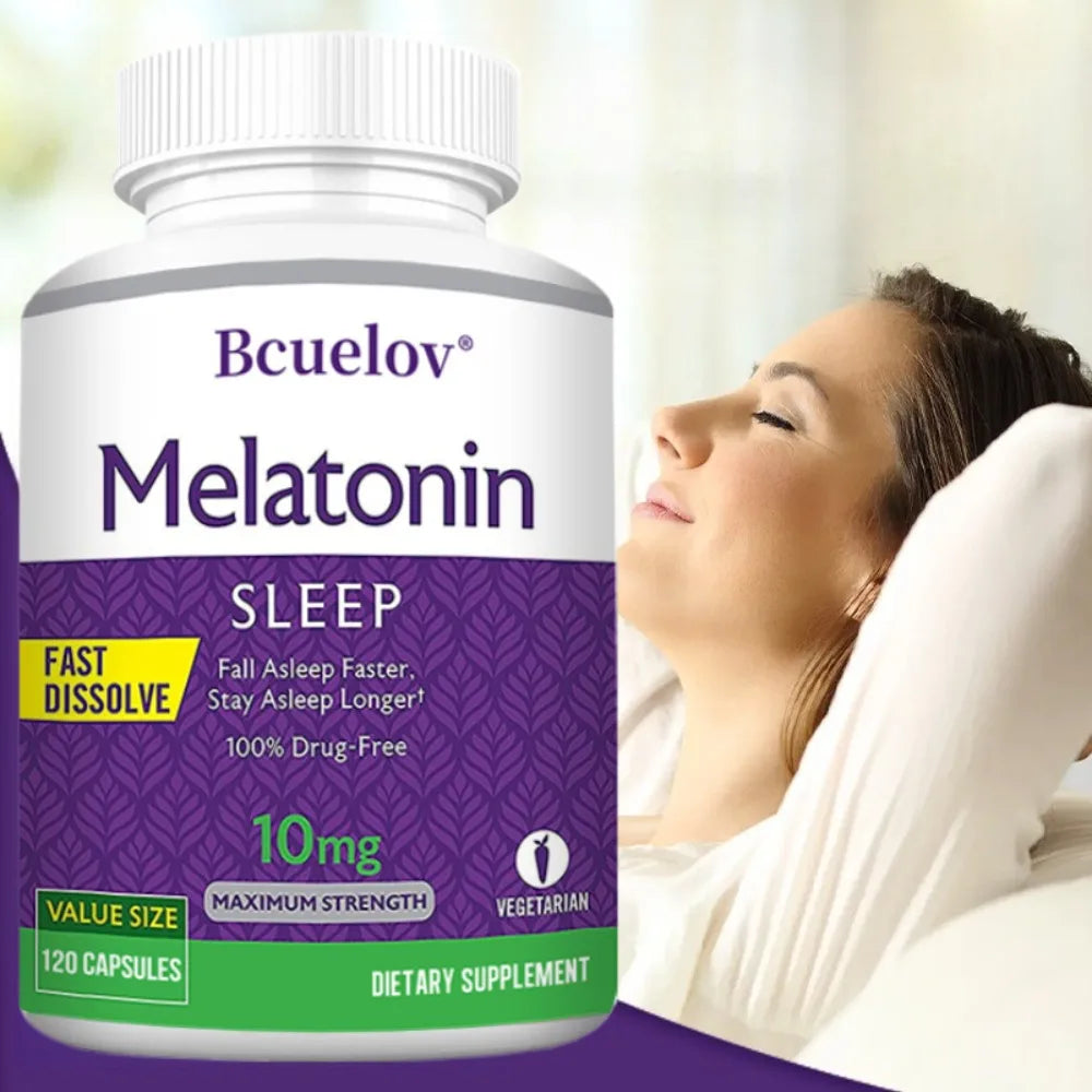 Melatonin 10mg, Sleep Dietary Supplement, Deep Sleep Contains Melatonin - Healthy Sleep - 120 Capsules