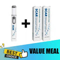 A white laser scar pen with two boxes, labeled "Gravity Rubik's Cube" and "SCAR", with a "Best Choice" value meal tag.
