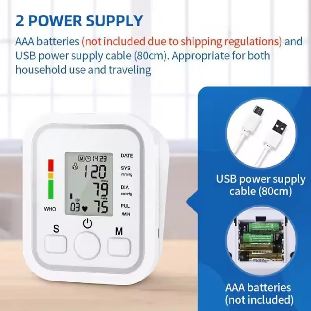 Arm Blood Pressure Monitor Pressure Sensor Monitor BP Equipment Automatic Tonometer Digital Tensiometer LED Display Arm Cuff