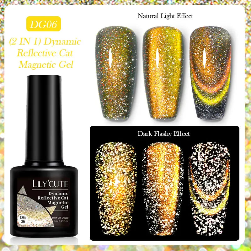 Magnetic Cat Eye Gel Nail Polish – Reflective UV Soak Off Kit Permanent Makeup Machines LC-DG06 Tidesmit