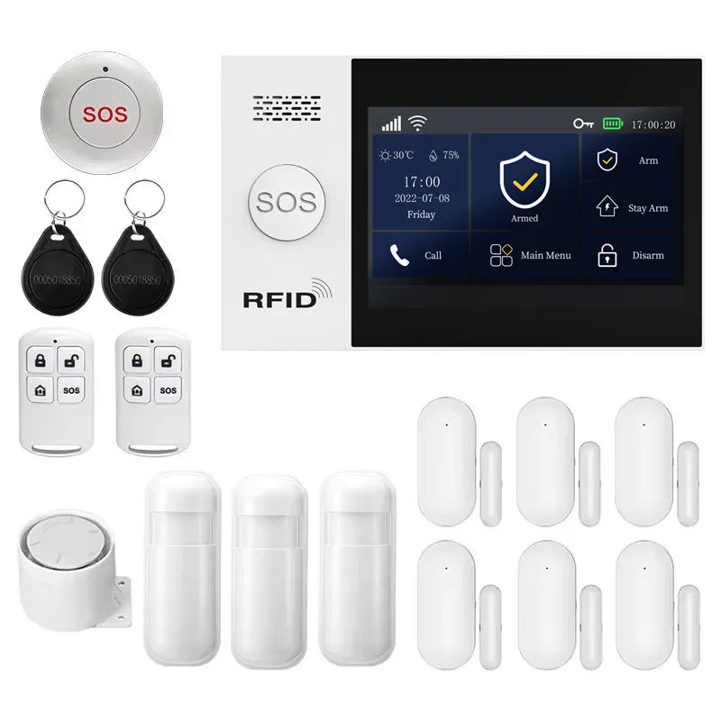 WiFi GSM Home Alarm System – App-Controlled Smart Security Kit GSM 2G WiFi Kit D EU Plug Tidesmit