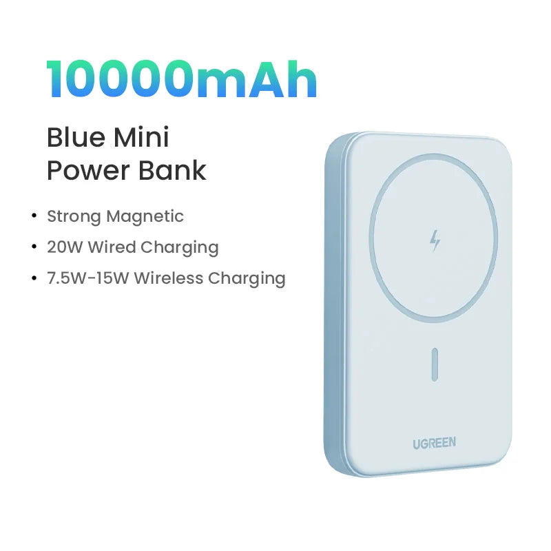 Magnetic Power Bank 10000mAh for MagSafe iPhone - Fast Wireless Charging 10000mAh Blue Tidesmit