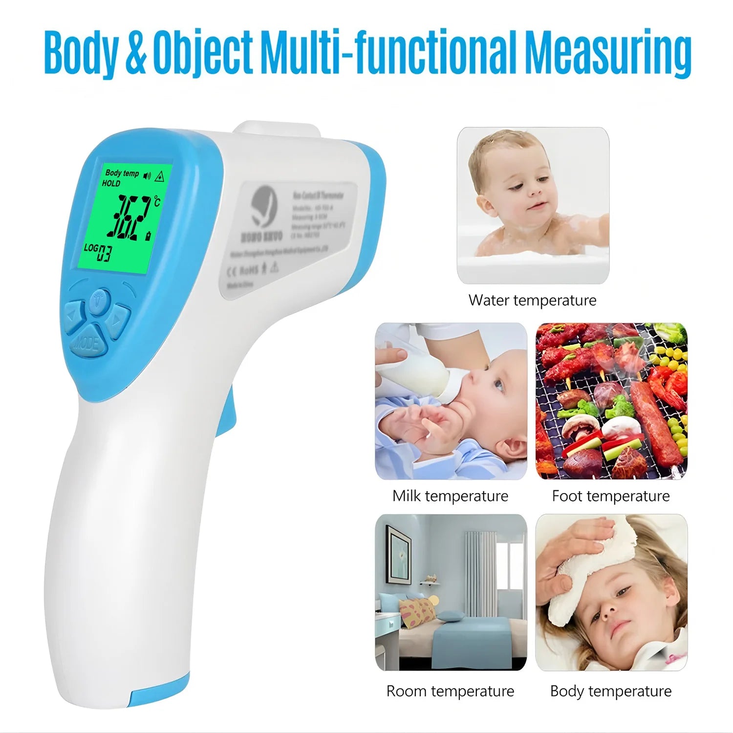 Non-Contact & Ear Dual-Mode Infrared Thermometer -Digital LCD Fever Detector for Infant Adult Kids,Fast Measurement Thermometer