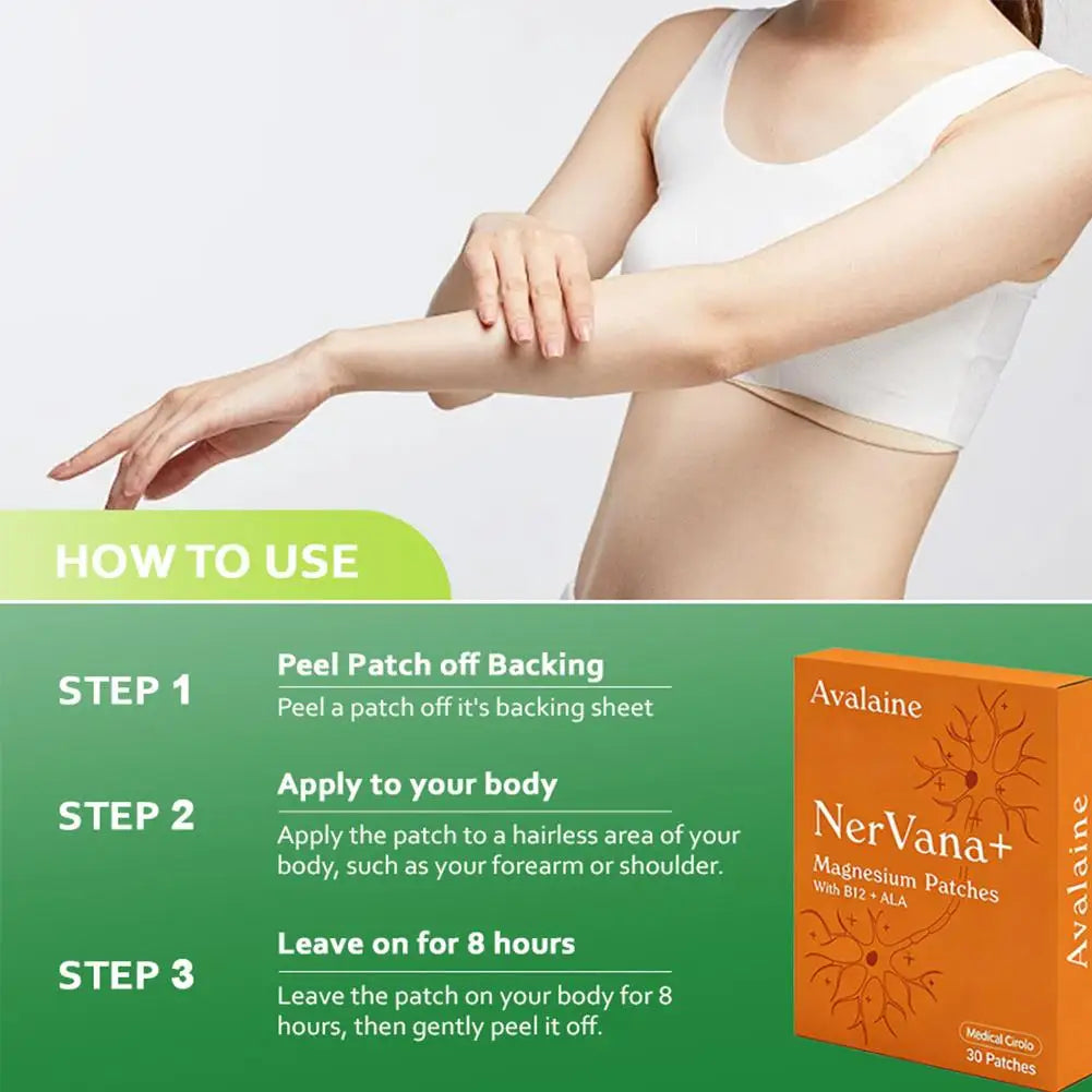 Avalaine NerVana+ Magnesium Patches 1/3/5/10pcs With B12 ALA Body Care Relaxation Support Patches Natural Calming Relax Aid