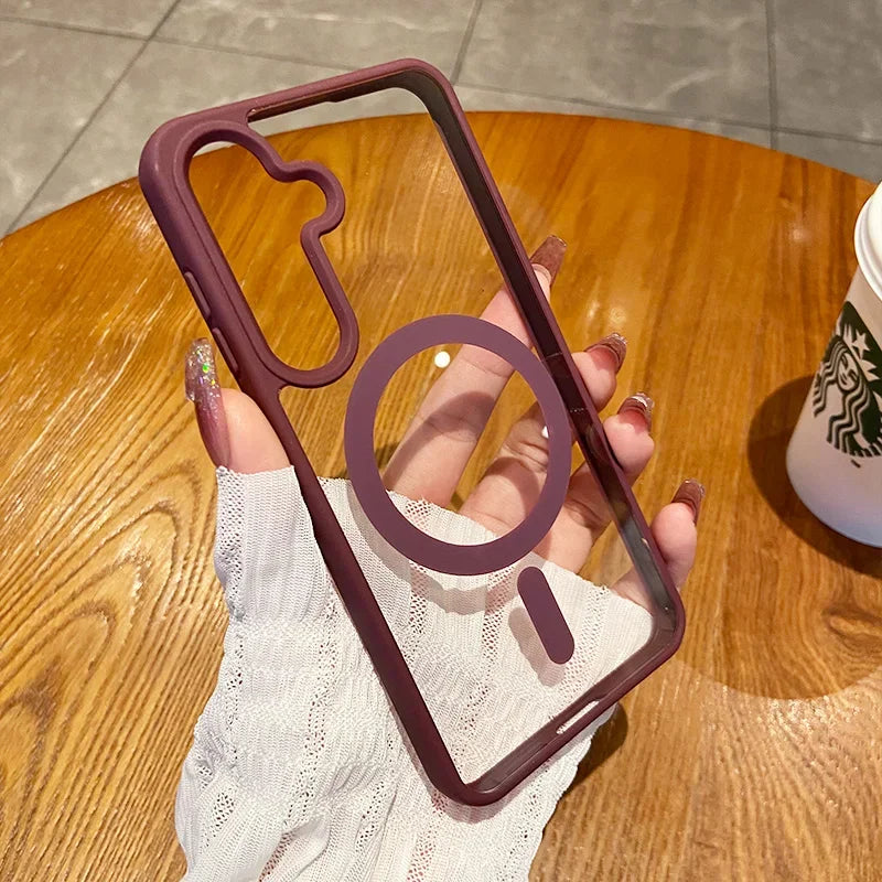 Magnetic Wireless Charging Phone Case for Samsung - Shockproof Cover Wine Tidesmit