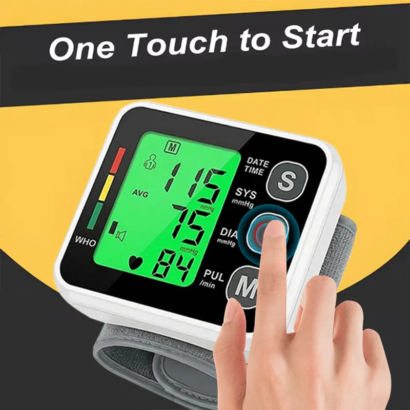 Portable LCD Wrist Blood Pressure Monitor Medical Digital Automatic Sphygmomanometer Heart Rate Pulse Mete Tonometer Health Care