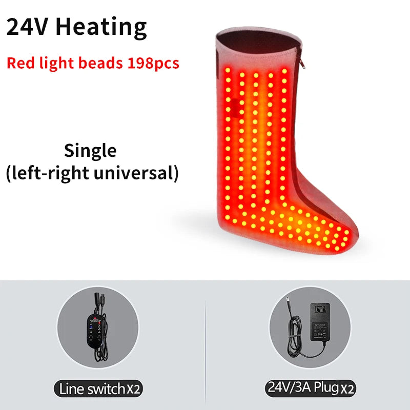 Heated leg and foot massager with 198 red light therapy beads for blood circulation, stiff toes relief, and warmth.