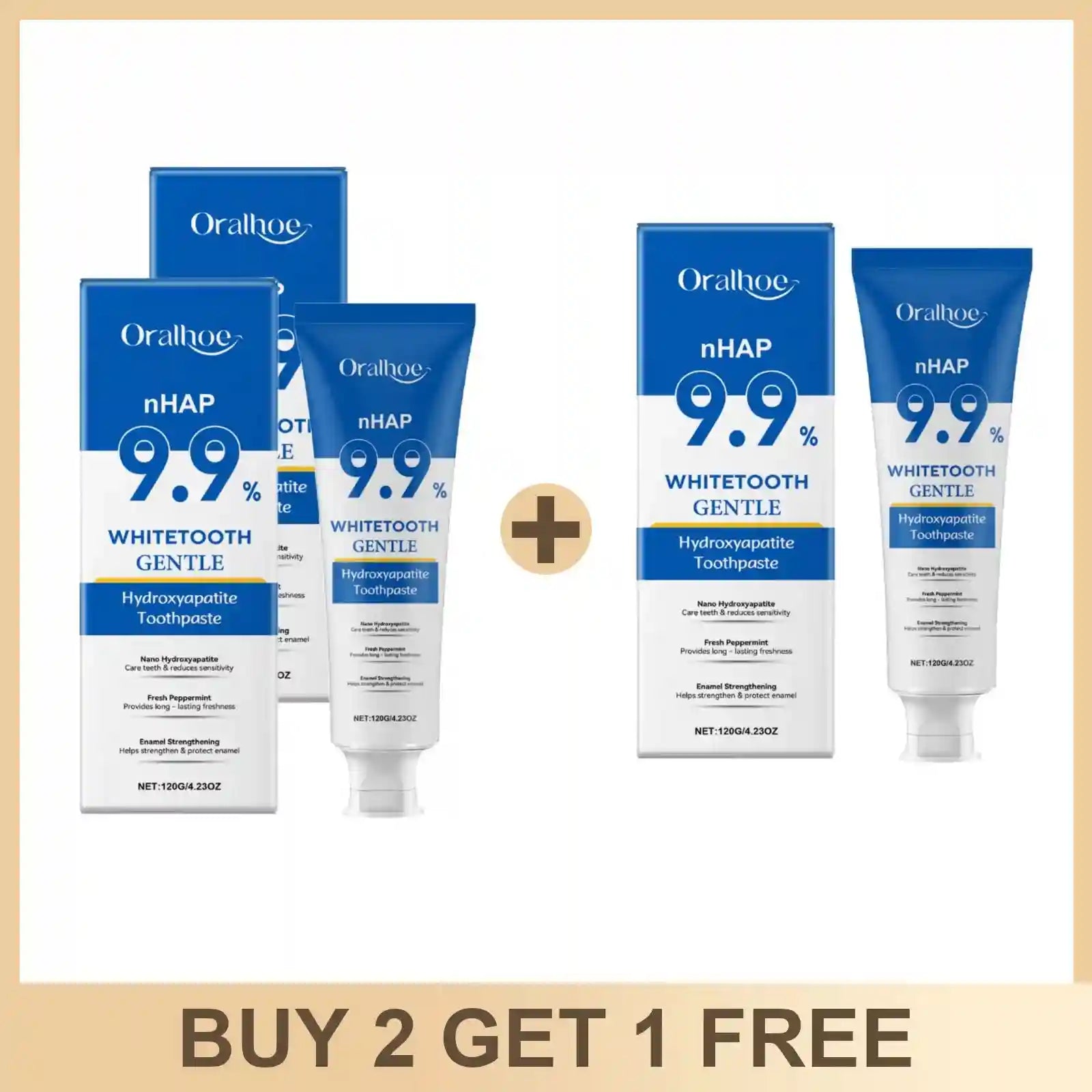 Tidesmit hydroxyapatite toothpaste for enamel repair, teeth whitening, stain removal, and breath freshening.