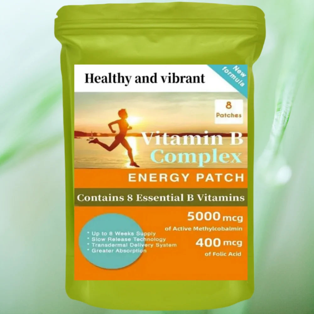 Tidesmit Vitamin B Complex patches, 8-week supply with B1, B12, Biotin, and Folic Acid for sustained energy support.