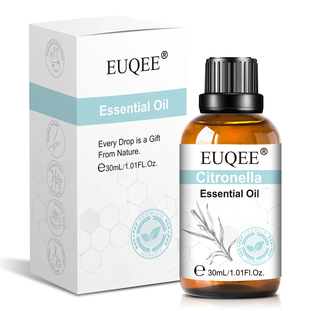 EUQEE 30ml Lavender Aromatherapy Essential Oil Sandalwood Eucalyptus Peppermint Citronella Vanilla Cinnamon Reed Diffuser Oils