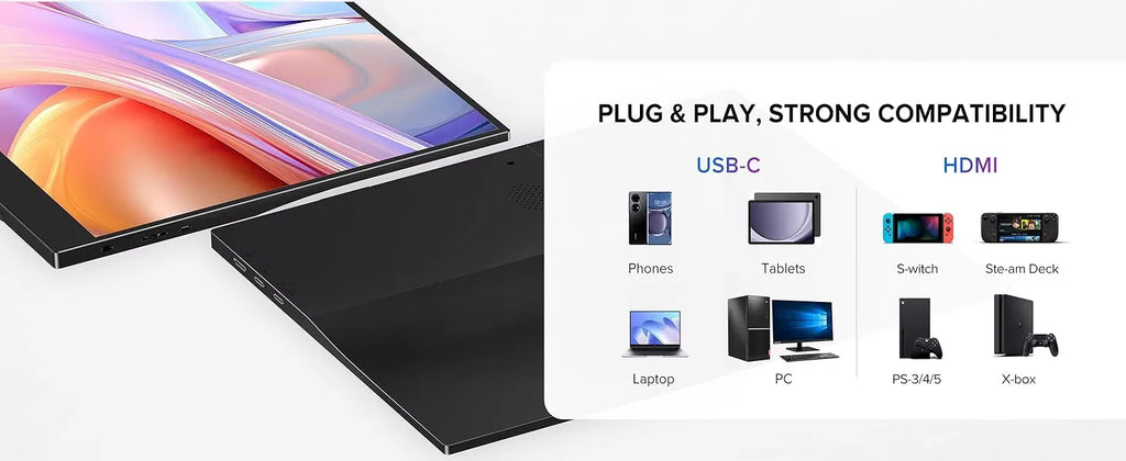 AHXJKA 17.3“ Portable Screen Monitor Display 1600*900P 16:10 250cd/㎡ IPS Panel  Extend For Mobile Phone Gaming TV Box PS4 PS5