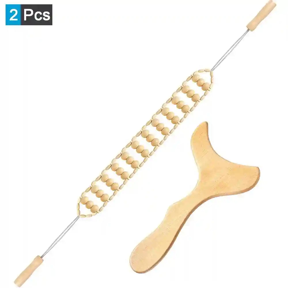 Wood Therapy Massage Roller - Professional Anti Cellulite Guasha Tool Massage Roller 2Pcs 3 Tidesmit