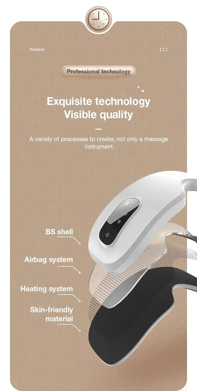 4D Eye Massager with Heat and Bluetooth - Portable Wellness Tool Relaxation Treatment Tidesmit