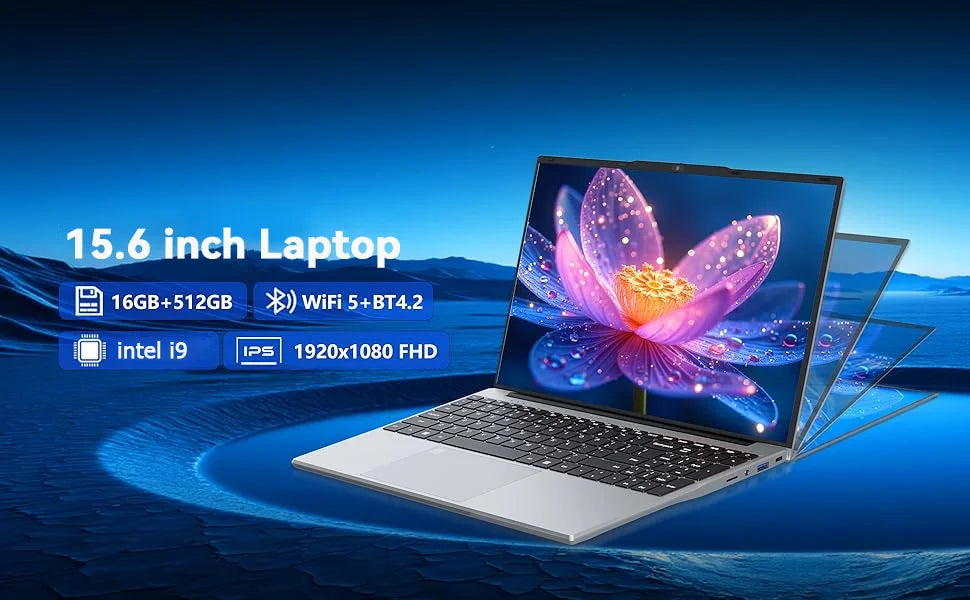 Intel Core i9-9900 15.6 Inch 16GB RAM Backlit Fingerprint Unlock Laptop Windows 11 Office Study NoteBook Gaming Computer PC