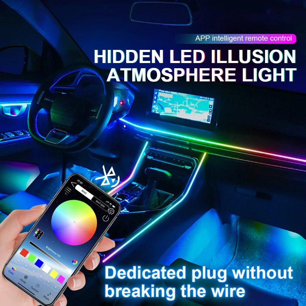 Tidesmit RGB LED Car Interior Ambient Light Strip Kit App Controlled Tidesmit