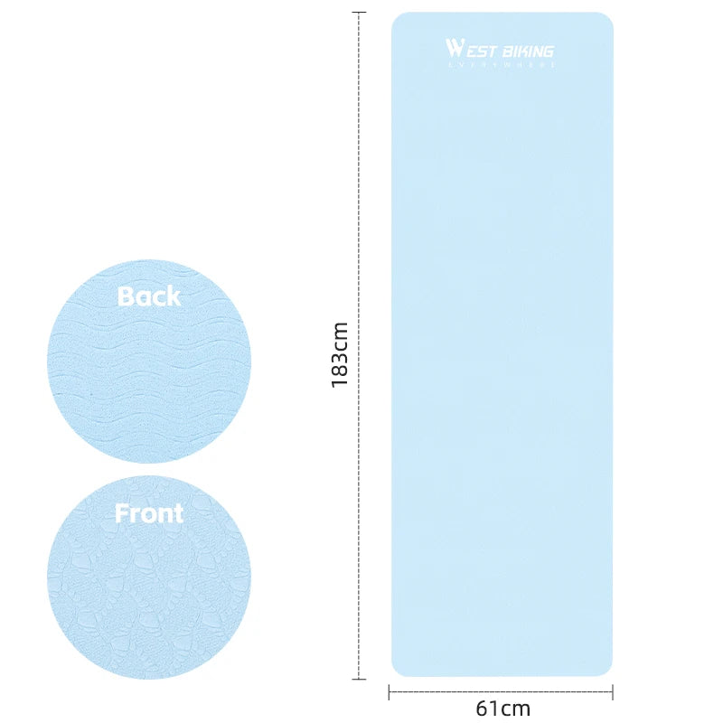 WEST BIKING Sports Yoga Mat Anti-slip Soft Home Fitness Exercise Mat Thicken Shock Absorb Cycling Training Mat Bike Accessories