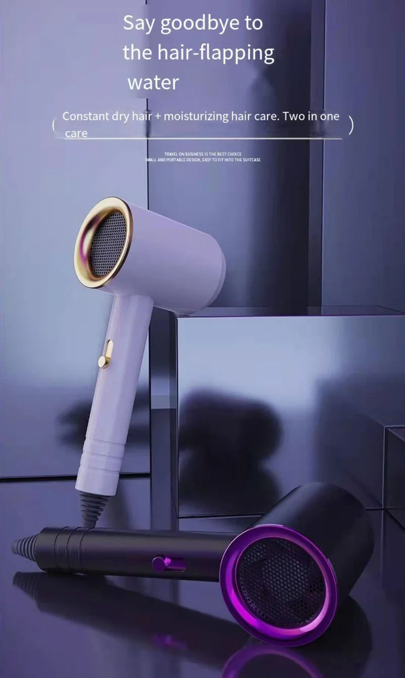 White and black professional high-speed hair dryers with constant temperature technology for salon-quality styling.