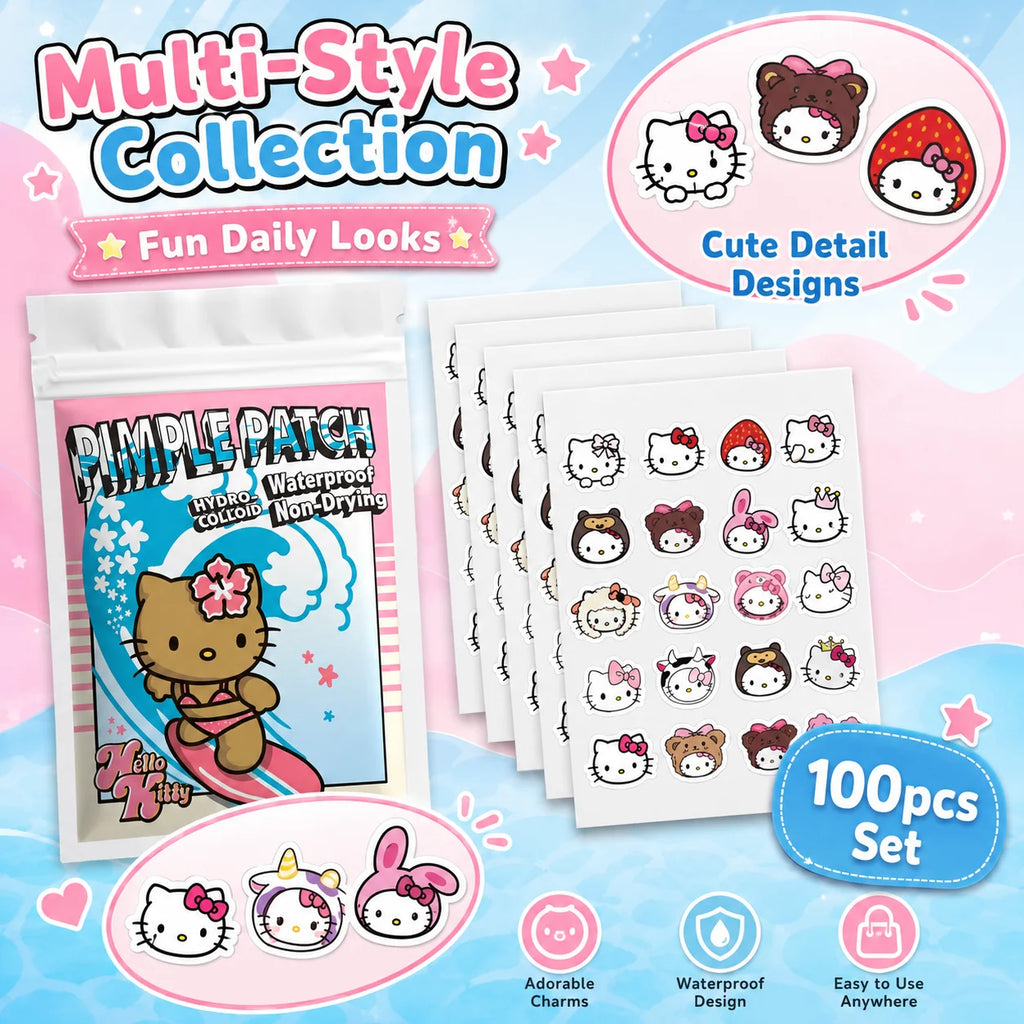 100PCS hello kitty Acne patches, facial acne patches, hydrogel acne removal patches, concealer