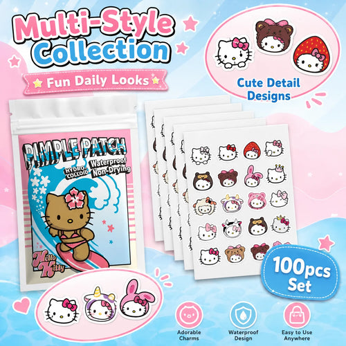 100PCS hello kitty Acne patches, facial acne patches, hydrogel acne removal patches, concealer