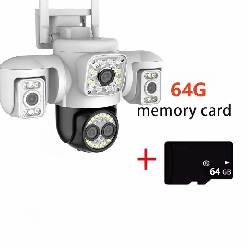 20MP Outdoors Wifi Camera 10K HD Three Screens Security PTZ IP Camera 10X Digital Zoom Lens Human AI Auto Detect Tracking Camera
