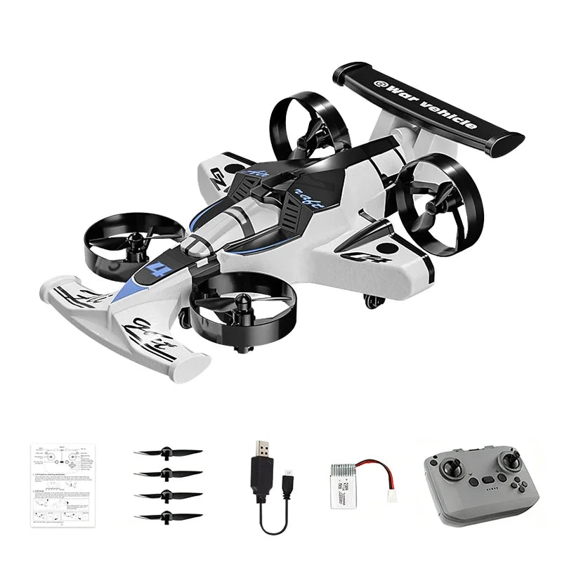 2-in-1 Land-Air RC Drone Car - Red Stunt Vehicle | Tidesmit white Tidesmit