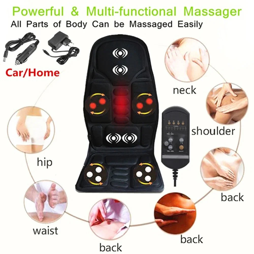 Portable Electric Back Massager with Heat Therapy for Muscle Relief Massage Chairs Tidesmit