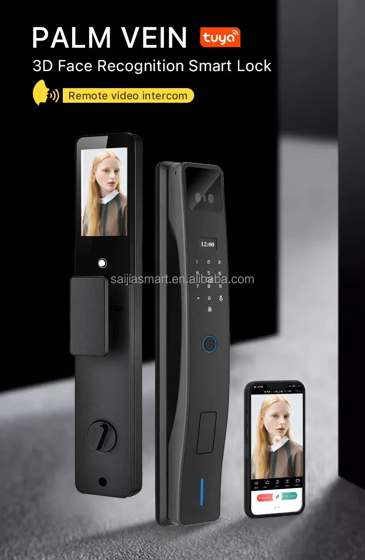 Smart Electronic Door Lock Password Automatic Biometric Fingerprint Lock For Home Security Tuya Smart Door Lock With Camera