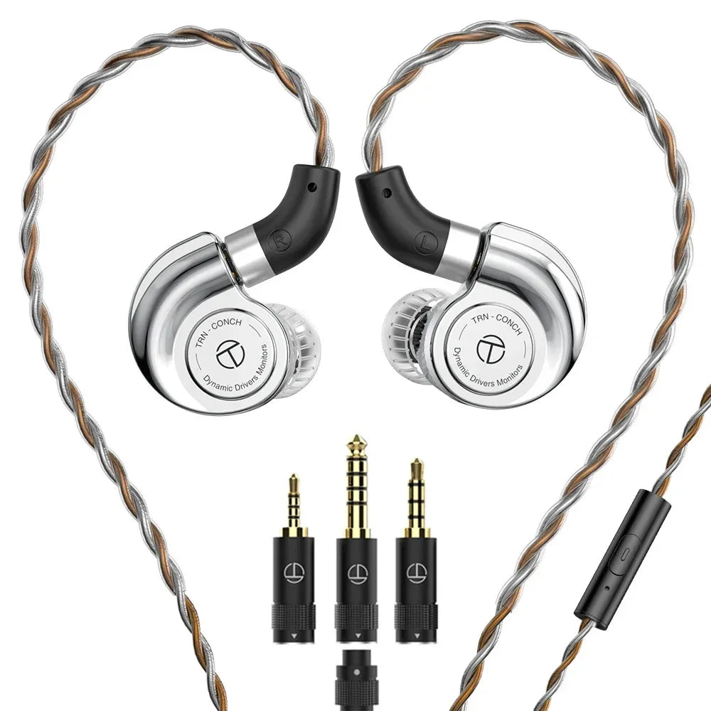 TRN Conch DLC Dynamic In-Ear Monitors with Hi-Res Audio by Tidesmit TRN-Conch MIC Tidesmit