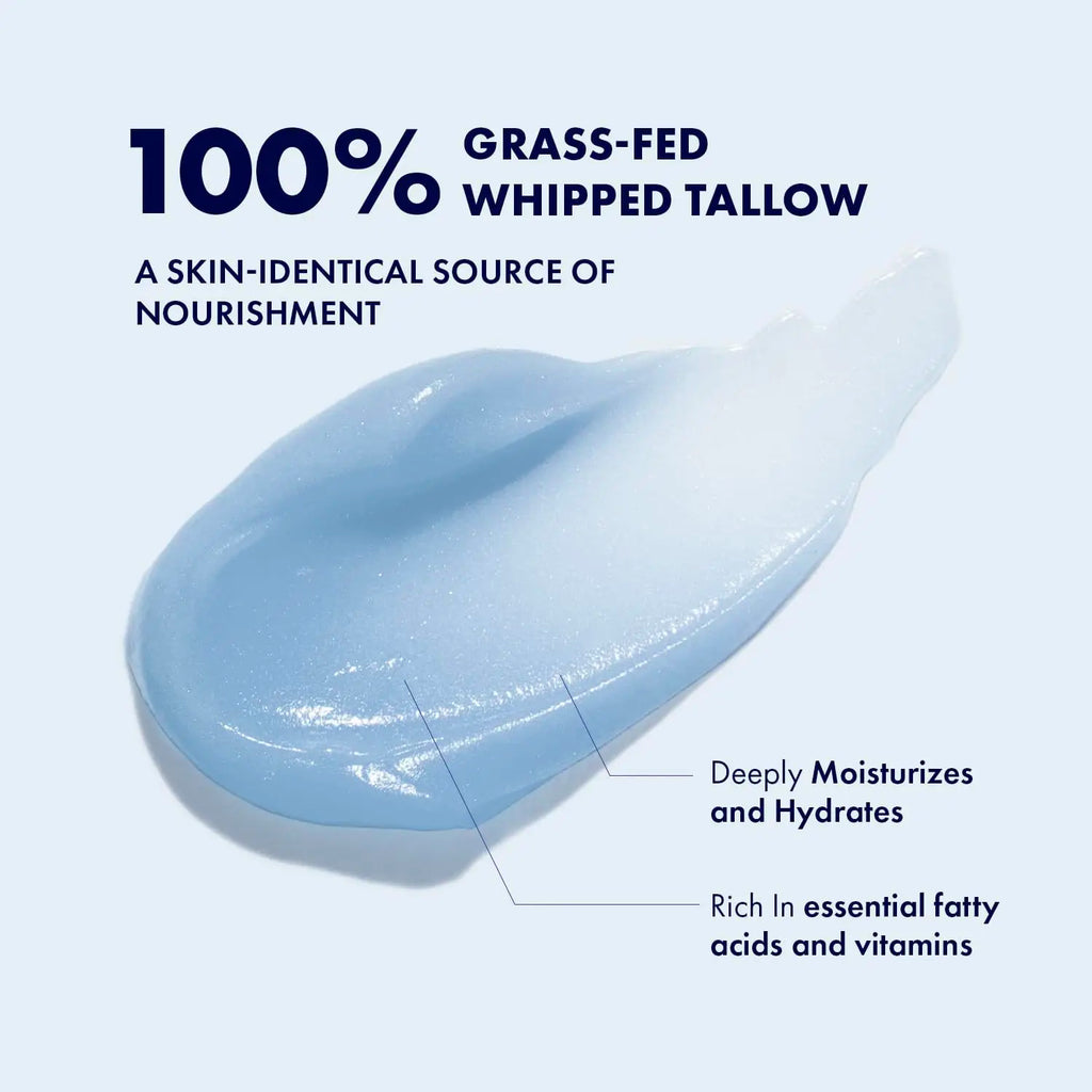 Grass-Fed Blue Balm Moisturizer with GHK-Cu Copper Peptides & Beef Tallow:Calendula Natural Skincare Care for Mature Dry Skin