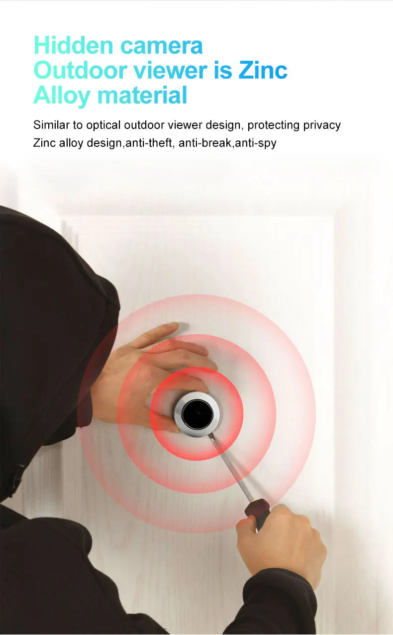 Danmini Tuya Smart Cat Eye Door Security Camera 3MP 4.3 Inch Screen 2K Visual Night Vision PIR Motion Detection Digital Peephole