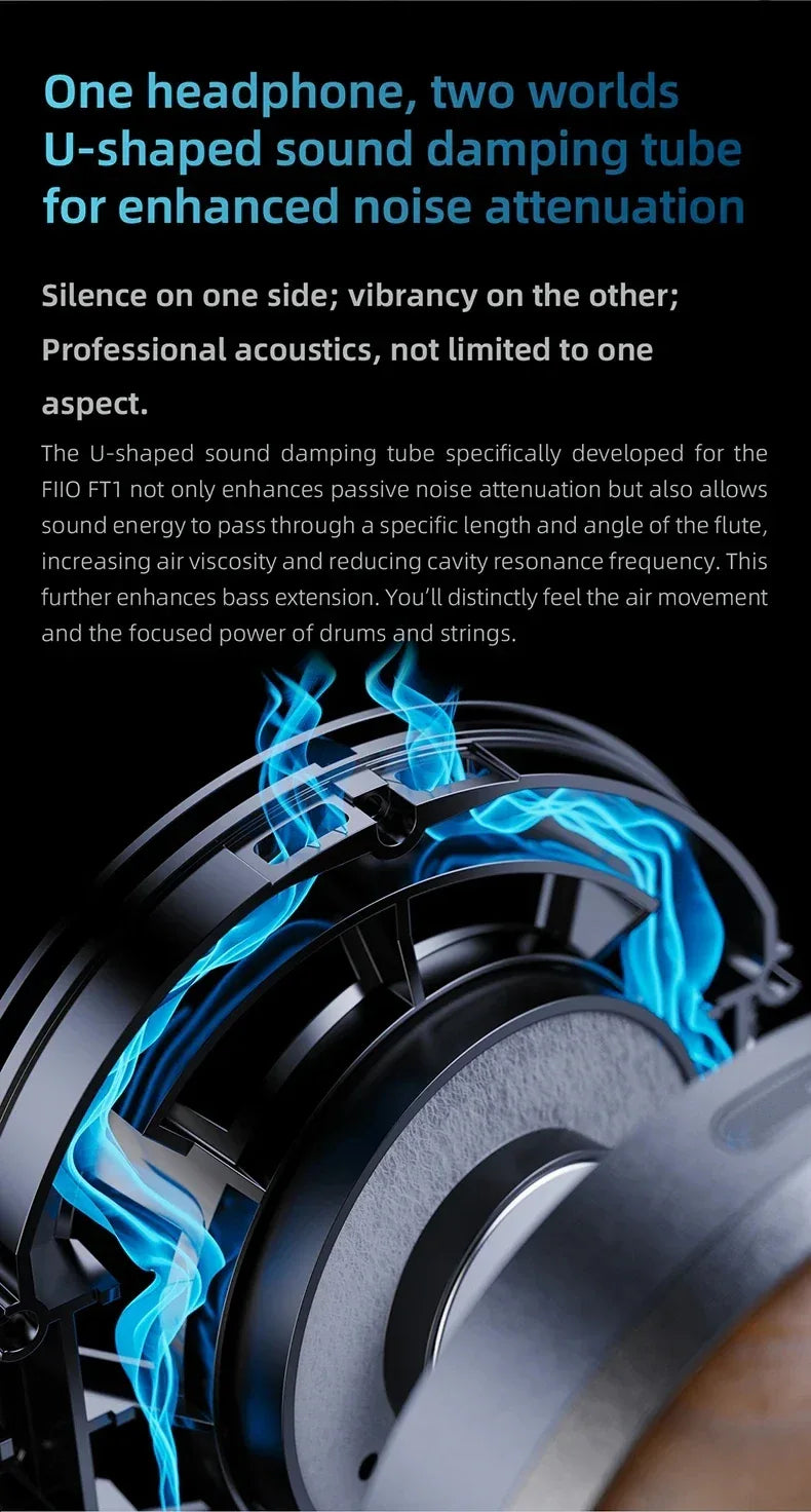 FiiO FT1 Closed-Back Wired Headphones Nanowood Fiber - Tidesmit Tidesmit