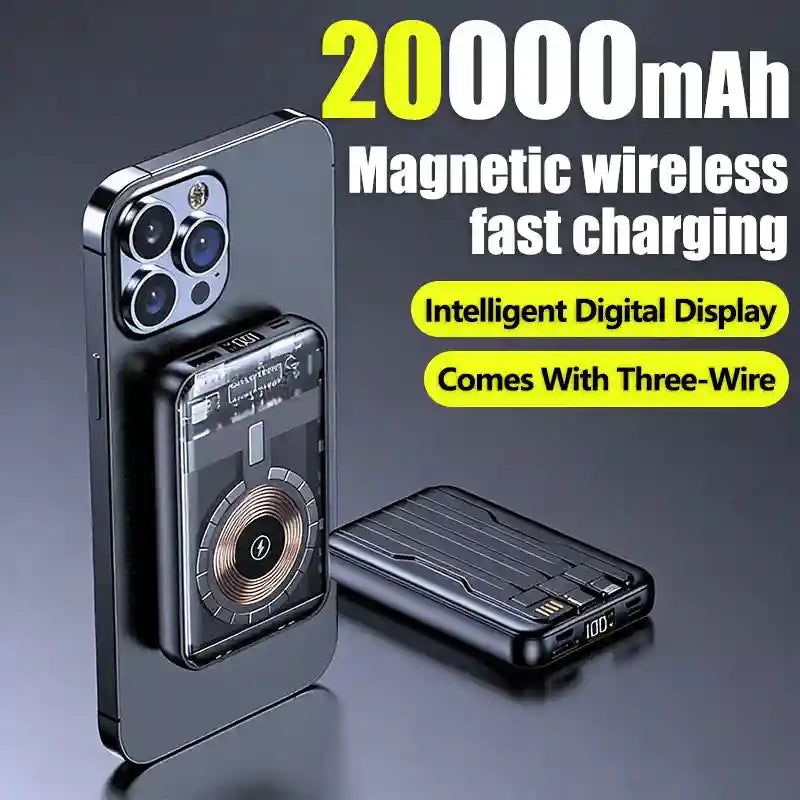 20000mAh Magnetic Portable Charger with PD Power Delivery & Built-in Cable Tidesmit